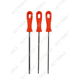 J&R Quality Tools VCT 3 Piece Chainsaw Chain Saw Chain Sharpening File Rod Set Durable Carbon Steel