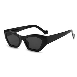 Black Sunglasses Cat Eye Futuristic 3D Fashion Retro Y2k Rectangle Sunnies Shades Sun Glasses Unisex UV400 Thick Rim