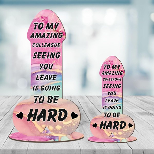 Funny Rude COLLEAGUE Leaving Gift Friendship Plaque Novelty Birthday Best Friend Joke Gift Her Color and Size Options Available (Small 13.5cm x 7cm, Multi Coloured Marble Effect)