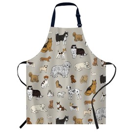 Smooffly Cute Dogs Animal Print Apron,Adjustable Neck Bib Apron for Men Women,Suitable for Kitchen Cooking Waitress Chef Apron