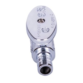 Midline Valve 82512QS-OM Water Supply Stop Valve with Quarter Turn Wheel No Lead One Piece Design; Straight Shut-Off for Toilet, Sink, Dishwasher; 1/2 in. PEX x 3/8 in. COMP; Chrome Plated Brass