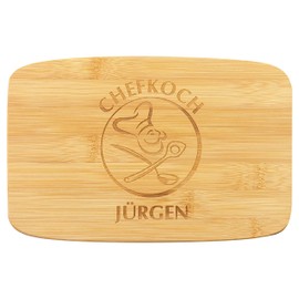 laser-diele Chopping Board with Name - Wooden Board with Engraving - Breakfast Board as a Birthday Gift Idea - Kitchen Board with Desired Engraving - Chef