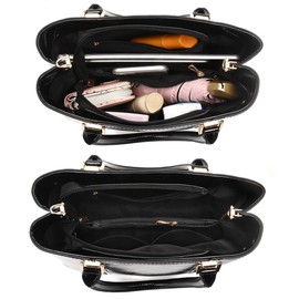 Nevenka Women's Patent Leather Handbag Top Handle Large Tote Women's Shoulder Bags Tote Crossbody Bag Satchel-Black2