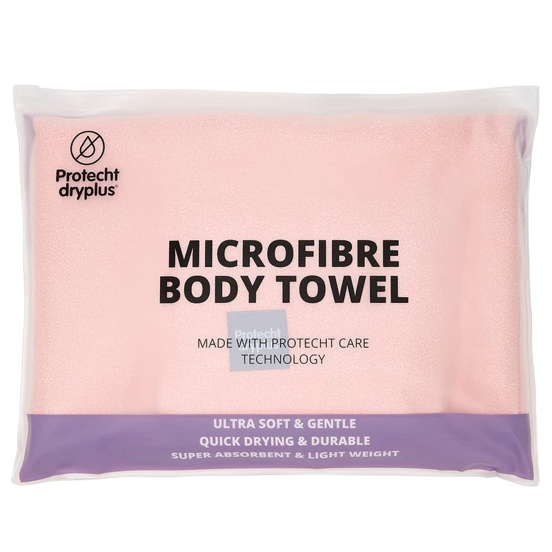 PROTECHT DRYPLUS Microfiber Body Towel - Pink | Compact, Ultra-Lightweight,