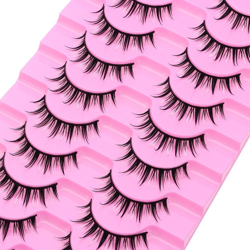 10 Pairs Black and White Cartoon Eyelashes Japanese Anime Cosplay