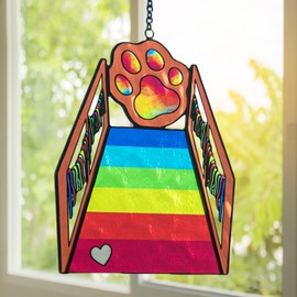 KGCCIZI Rainbow Bridge Dog Memorial Gifts. Dog Memorial Gifts for Loss of Dog. Pet Memorial Gifts for Dogs. Loss of Dog Sympathy Gift Stained Glass Window Hanging Suncatcher