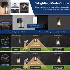 JOKAONOTL Dusk to Dawn Motion Sensor Outdoor Lighting Waterproof Outside Porch Lights with GFCI Outlets Exterior Lighting Fixtures for House Garage Front Door,Bulb Included,12.5 "H