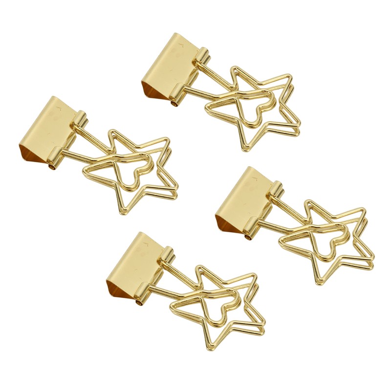 100 Pcs Binder Clips Star Shape Paper Clamps Hollow Long