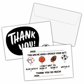 KFNER Kids Thank You Cards, Football Themed Fill In The Blank Thank You Card, Sport Thank You Notes for Boys Girls, Birthday Party Favors Supplies (25 Set of Cards with Envelopes) - A04