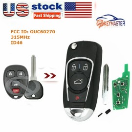 KeyMaster Upgraded Flip Smart REmote Key FOB for Chevy Buick GMC OUC60270 315MHz ID46 4B