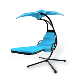 Outdoor Hanging Lounge Chair Replacement Cushion Cover and Umbrella Fabric, Made for Patio Curved Chaise Hammock Floating Swing Chair Pads, Waterproof Soft Fabric (Cushion Excluded), Blue