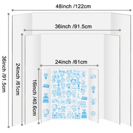 3 Pack Trifold Poster Board 24 X 16 Inch, IKAYAS White Poster Boards, Science Fair Display Boards Posterboard Foamboard for Mounting, Prints, Art, Display, Projects Classroom Supplies