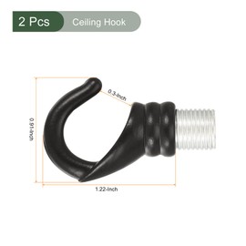 YOKIVE 2 Pcs Alloy M10 Ceiling Hook, Electroplate Pendant Fixtures Hanger | Hanging Chandelier Light, Great for Home (Black, 0.91x1.22-Inch)