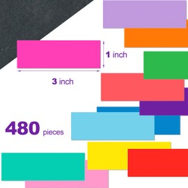 YSHIHE 480 Pack Rectangular Coloured Stickers Labels,76mm x 25mm Rainbow Sticky Label - 12 Colours Color Coding Labels by YSHIHE