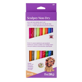Sculpey Non-Dry Resuable, non drying clay; 20 assorted colors, 13 oz of clay, variety pack. Great for claymation and general modeling. Ages 4 and up