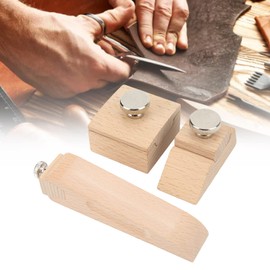 dsheng Wooden Sanding Block, Comfortable Handle Wood Sandpaper Block Beech Wood Stainless Steel for Polishing for Shaping