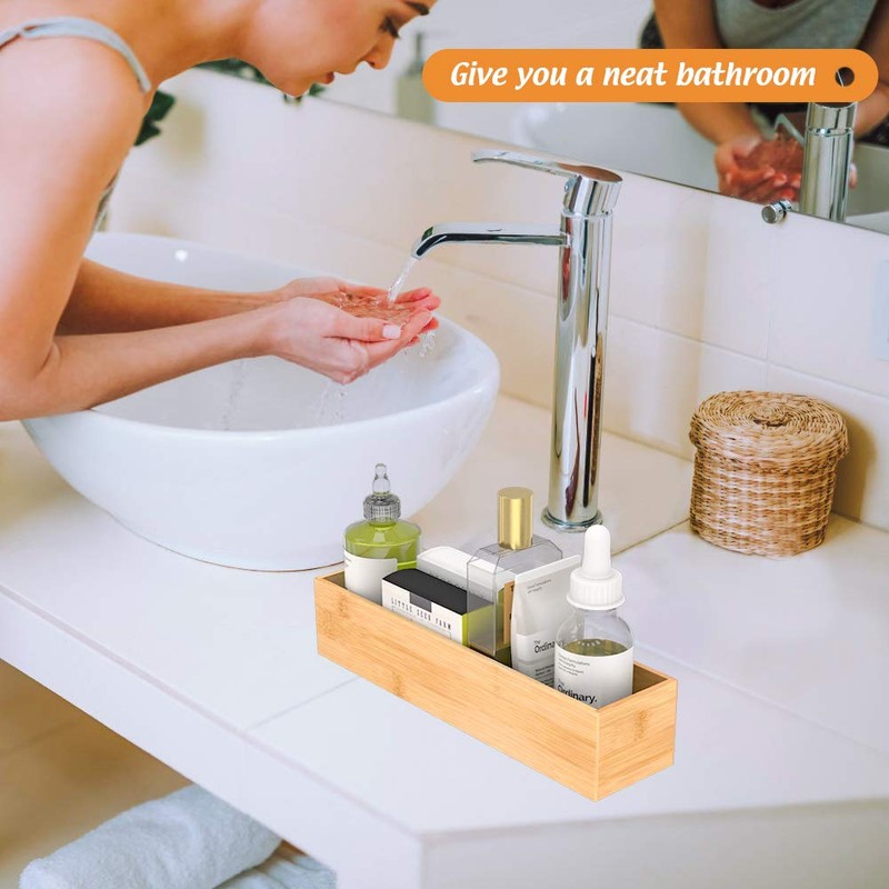 Bambloom Bamboo Kitchen Drawer Organizer, Wooden Storage Box for Utensil