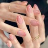 24Pcs Oval False Nails, Nude Pink Gradient Short Acrylic Full