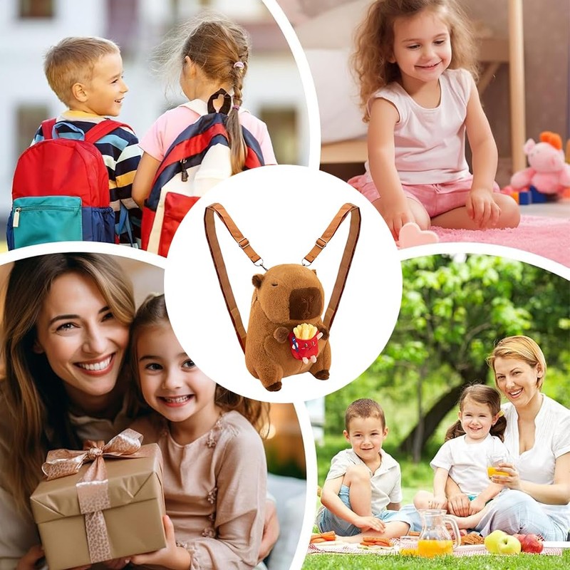 PyrrlicToy Capybara Plüsch Rucksack, Capybara Kinder Rucksack, Capybara Kuscheltier Plüschtier
