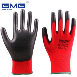 Small Red Polyester PU Safety Gloves for Mechanics & Work Protection BL08886 100ea
