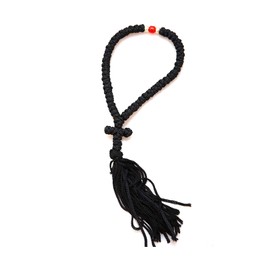 IconsGr Handmade Blessed Christian Orthodox Greek Komboskoini Prayer Rope 50 Knots Black