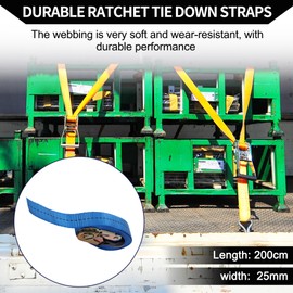 Hihaha Ratchet Tie Down Straps/Heavy Duty Tensioning Belts Motorcycle Trailer Trucks Cargo/Adjustable 800kg 118.11" / 1 Pcs Blue