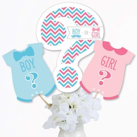 Chevron Gender Reveal - Gender Reveal Party Centerpiece Sticks - Table Toppers - Set of 15