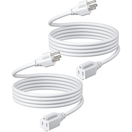 WILAWELS 2-Pack White Outdoor Extension Cord 6FT, W02ECP206