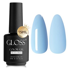 GLOSS Gel Nail Polish | Baby Light Blue 15ml 1 pcs - HEMA Free Gel Polish, Light Blue Soak Off UV LED Gel Varnish, Professional Gel Nail Art for Home & Salon Use, Perfect DIY Gifts for Women & Girls