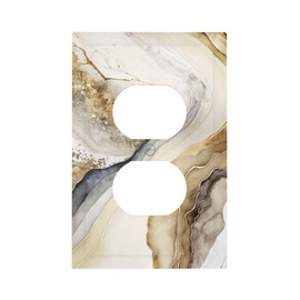 White Gold Marble Outlet Covers Decorative Light Switch Cover Electrical Wall Plates Receptacle Switchplate Faceplates for Bathroom Bedroom