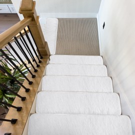 WILLBOND 6 Pcs Christmas Stair Treads Non-Slip Carpet 8 x 30 Inch Nonslip Stair Treads for Wooden Steps Indoor for Kids Pets Elders Grip Step Carpet