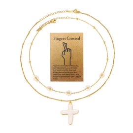 rgwtgkyh Pearl and Gold Necklace Layered Necklaces for Women Daisy Pearl Choker and Cross Pendant Necklace Jewelry set Dainty Summer Flower Jewelry Gifts