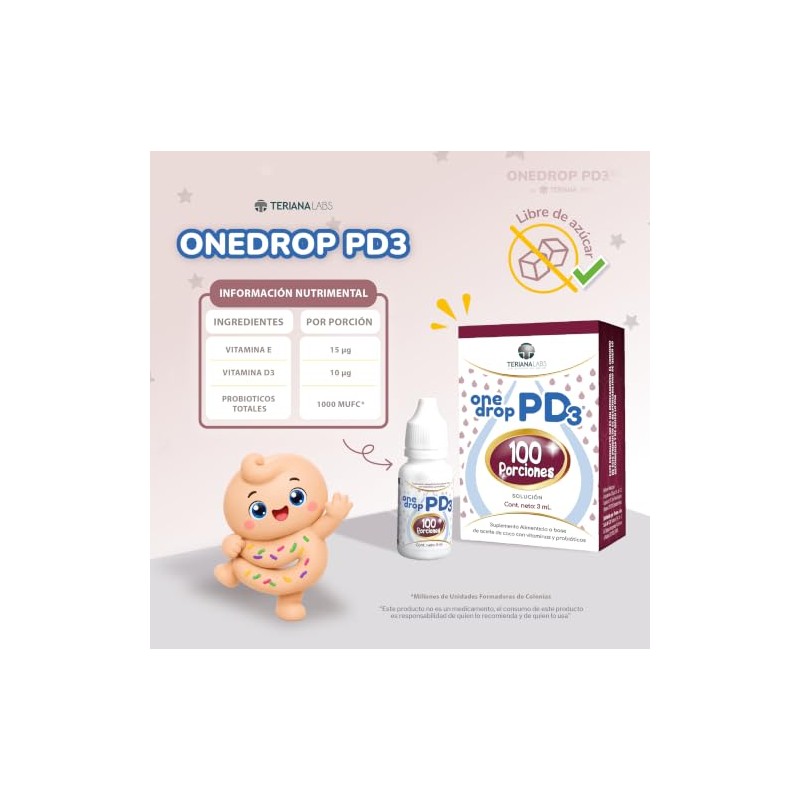 ONEDROP PD3 | Probióticos y Vitamina D3 | Frasco de