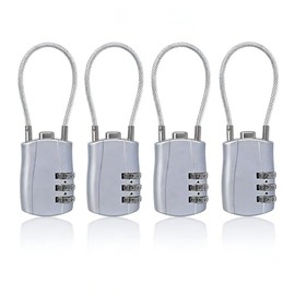 4PCS Cerraduras de Equipaje TSA, Cerradura de Seguridad de 3 Dígitos, Candado de Combinación, Candado Maletas de Viaje,Apto para Maletas, Viajes, Taquillas de Gimnasio, Cascos (Plateado)