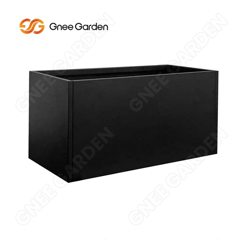 Large Rectangular Black Galvanized Steel Planter Boxes Outdoor Garden Flower