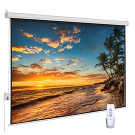 ZUEDA 100 Inch Motorized Projector Screen - 16:9 HD Electric Movie Screen with Remote Control, Wall/Ceiling Mounted for Home Theater, Office, Wrinkle-Free Projection Screen for Indoor Use (White)