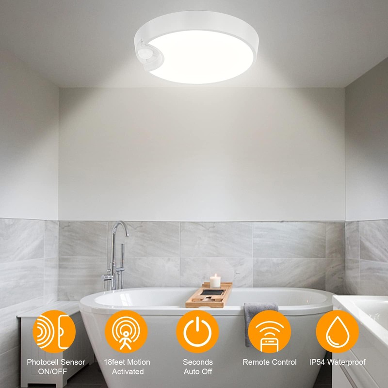 DEEPLITE Battery Ceiling Light, 8000mAh Rechargeable Motion Sensor Ceiling Light,