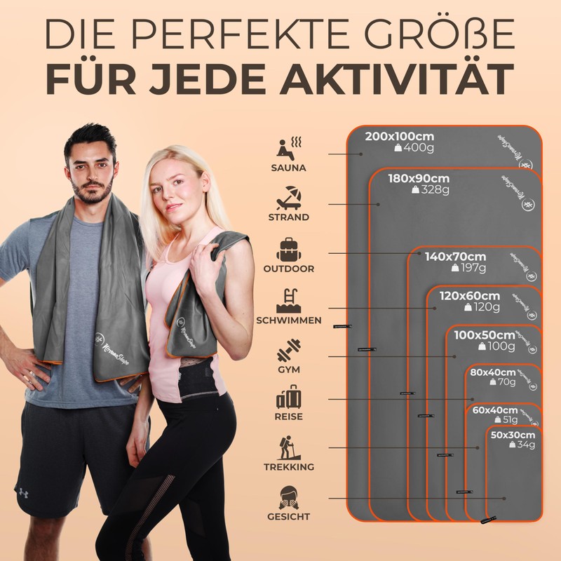 NirvanaShape® DAS Microfibre Travel Towel for Backpackers, Holidaymakers and Travellers,