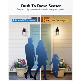 VIANIS Dusk to Dawn Outdoor Lighting, Oil Rubbed Bronze Exterior Wall Sconce Lantern, Modern Front Porch Light Fixtures Wall Mount, Waterproof Anti-Rust Coach Lights for Garage, Outside House Lights