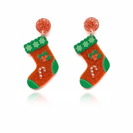 Christmas Dangle Earrings for Women Dainty Red Green Christmas Tree Stocking Cup Glove Stud Earring Charm Xmas Jewelry Holiday Earrings for Women S
