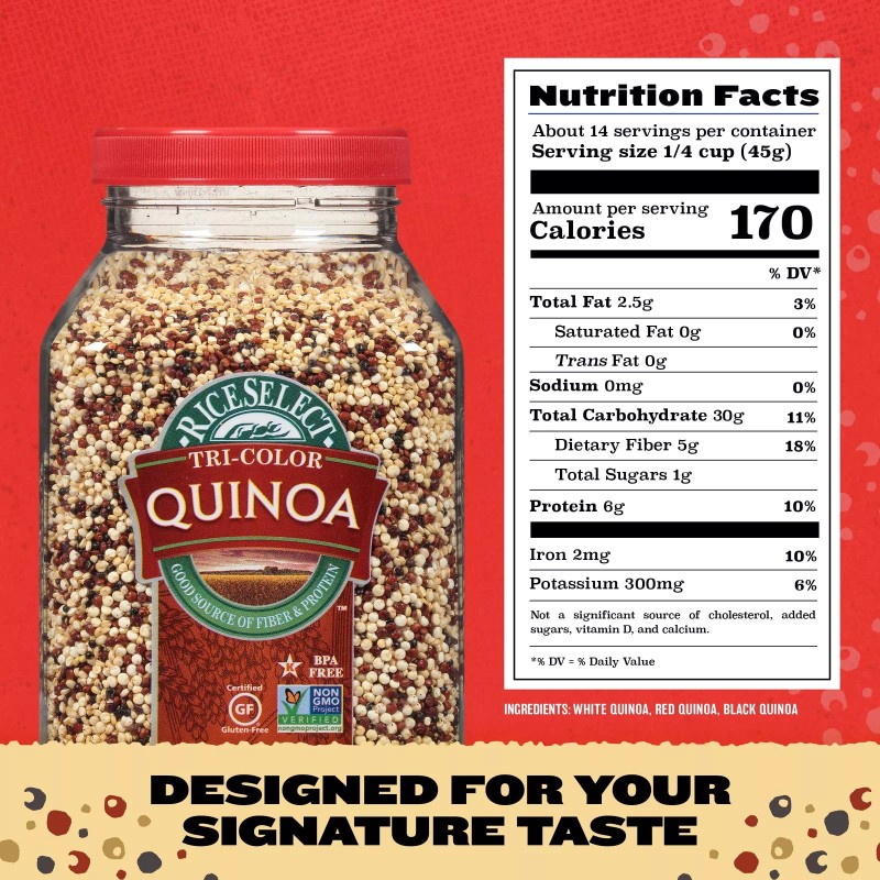 RiceSelect Tri Color Quinoa Blend 22 Ounce Gluten Free Non