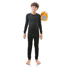 TINFL by Vaenait Boys Thermal Underwear Soft Long John Set Heatwarm Black M