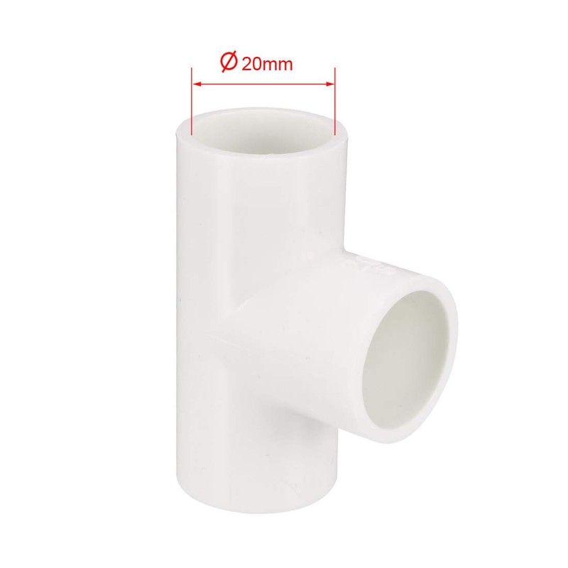 sourcing map PVC Pipe Connector T-Shaped Coupling Connector 20 mm