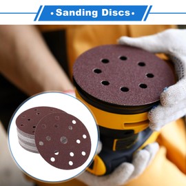 VekAuto 50 Stk. Schleifscheiben, 6" 15 Loch 60 Körnung Klett-Schleifpapier Universal für Metall, Holz, Kfz-Reparatur Haltbarkeit Aluminiumoxid-Papierbasis Rot