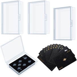 Jetec 3 Pieces Playing Card Case Clear Playing Card Boxes Holder Plastic Storage Box Card Holder Card Deck Case for Bank Card, Business Card, Game Card