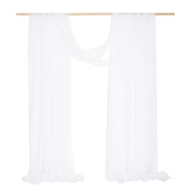 Tewechinb 2 Panels 24Ft Extra Long Wedding Arch Sheer Draping Fabric, Slightly Shimmery Arch Drapes for Wedding Party Reception Backdrop (White & White)