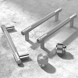 Cosycove 10 Pack Brushed Satin Nickel Knurled Kitchen Cabinet Knobs, Cupboard Handles Kitchen Cabinet Hardware for Bathroom Cupboard Drawer Knobs Dresser Knobs