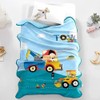 SYTTNUM Construction Throw Blanket, Cartoon Print Fluffy Fleece Blanket for