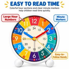 Cute Cartoon Alarm Clock for Kids and Students – Silent Non-Ticking Bedside Desk Clock with Night Light for Bedroom and Study Room