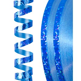 PartyWoo Blue Ribbon, 131 Yards Curling Ribbon for Balloons, Iridescent Crimped Ribbon, Shiny Curling Ribbon for Craft, Ribbon for Gift Wrapping, Wedding, Florist Flower (2 Rolls, 65.6 Yards/Roll)